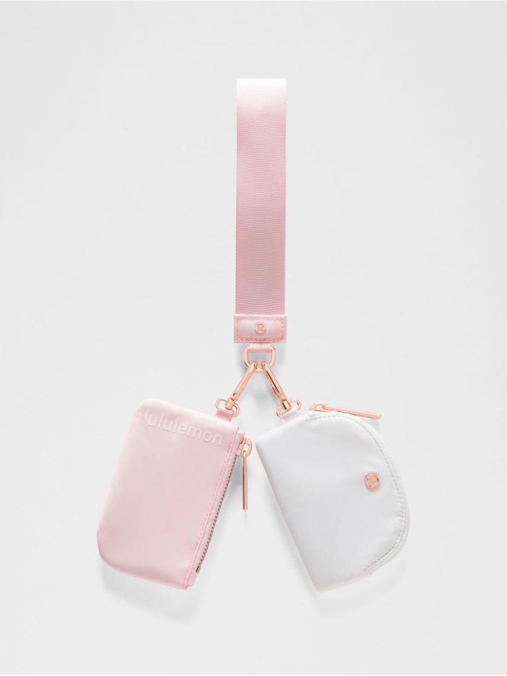 lululemon athletica Pink and White Double Pouch Wrist Strap